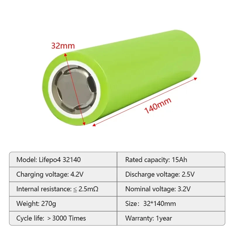 32140 3.2v 15ah Lithium Iron Phosphate Battery Cylindrical for EV Electric Scooters LiFePO4 battery