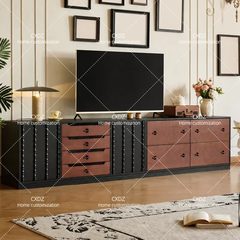 Medieval Floor to Ceiling TV Cabinet Integrated Wall Module Multi Functional Side Storage Unit Combination Furniture
