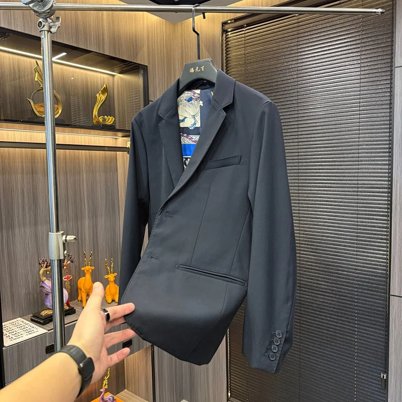 

Новый мужской повседневный деловой пиджак стандартного кроя на весну 2026 года: универсальный, высококачественный, теплый, модный, с длинным рукавом, однобортный