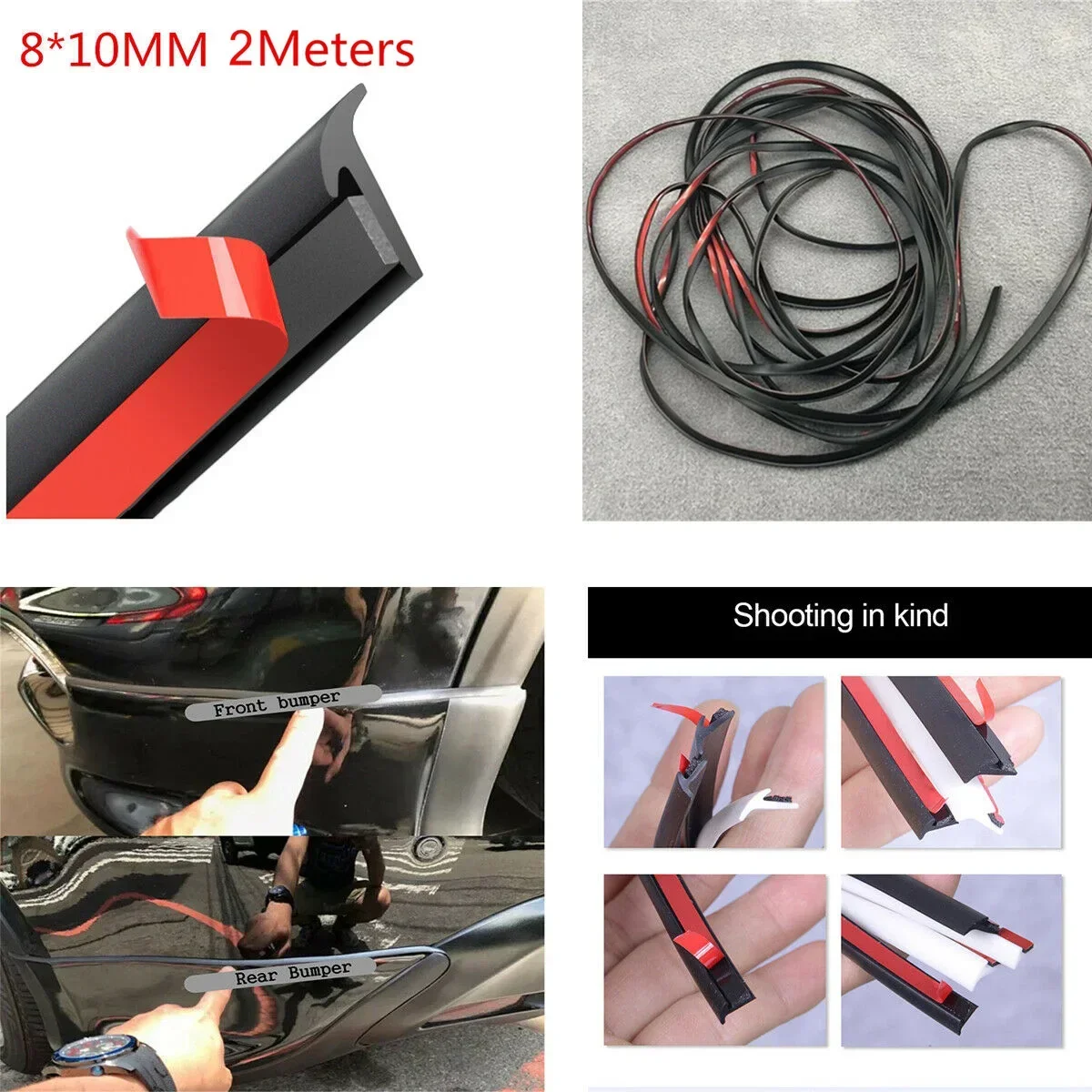 2M Rubber Car Sealing Strips Fender Side Skirt Moulding Edge Protector Wheel Arch Protective Strip Trim T Shape Weatherproof
