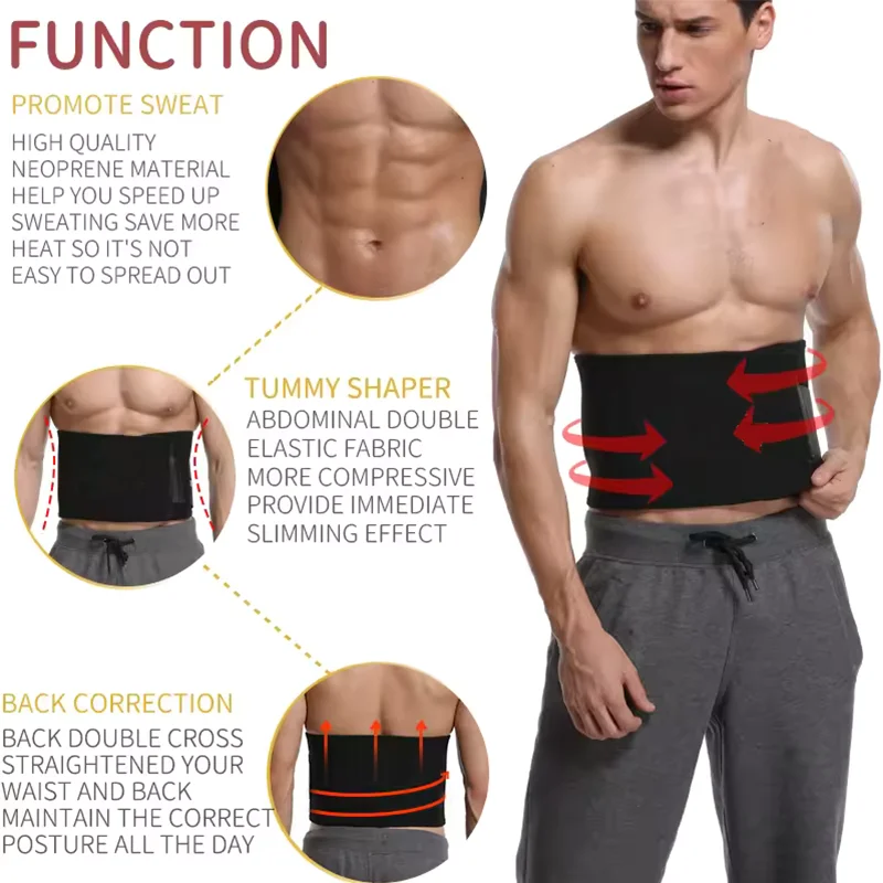 Men Waist Trainer Belly Shapers Abdominal Promote Sweat Body Shaper Slimming Belt Weight Loss Shapewear Trimmer Girdle Shapewear