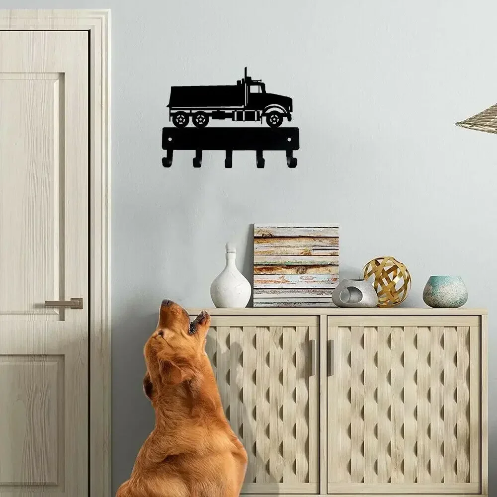 CIFBUY Metal Scrap Vehicle Key Holder Wall Art Iron Silhouette Rustic Black Hanging Organizer Home Entryway Garage IndoorOutdoor