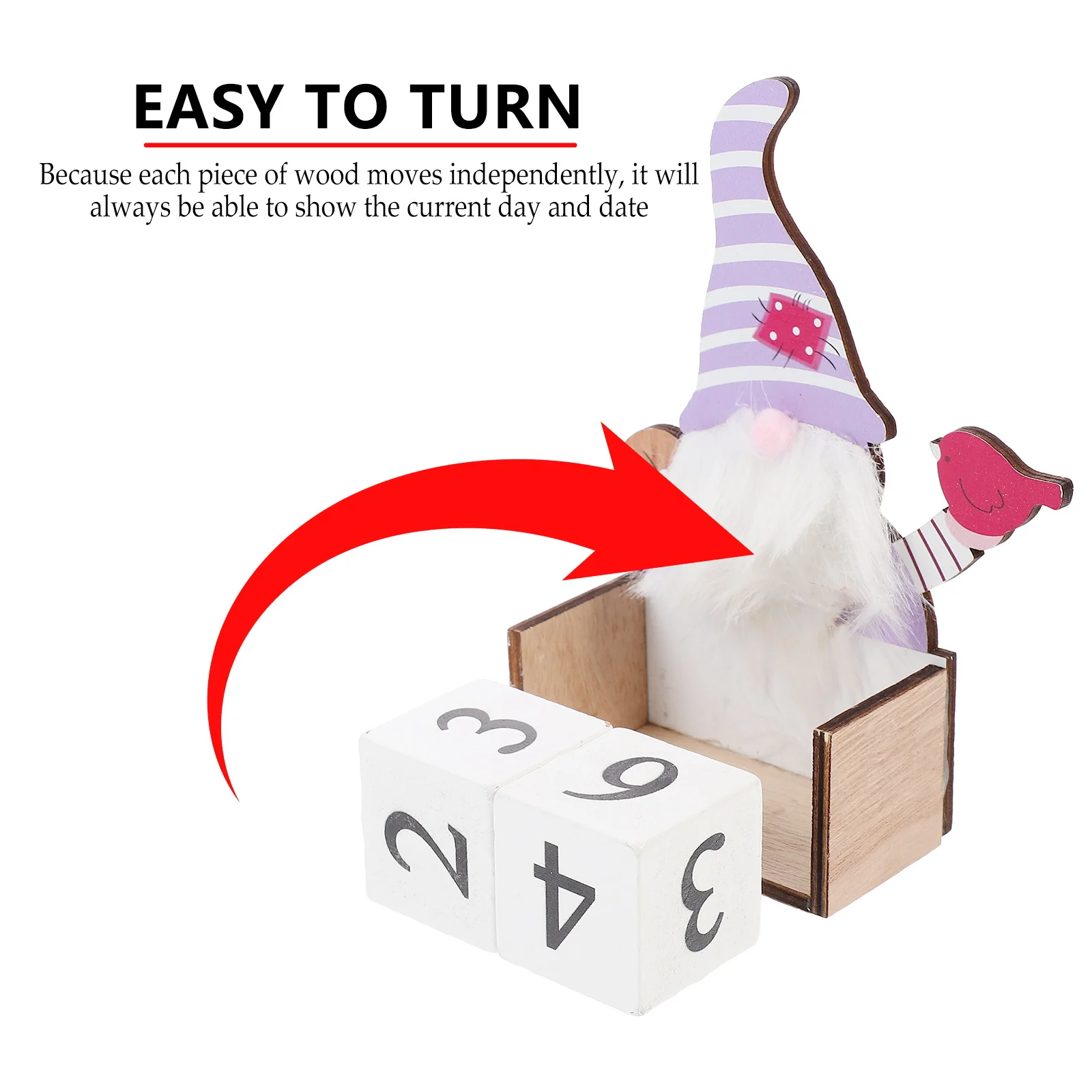 

1 pc Wooden Calendar Hand-Painted Desktop Block Calendar For Desk Wall Classroom Teacher Office Xmas Tabletop Year Round Date