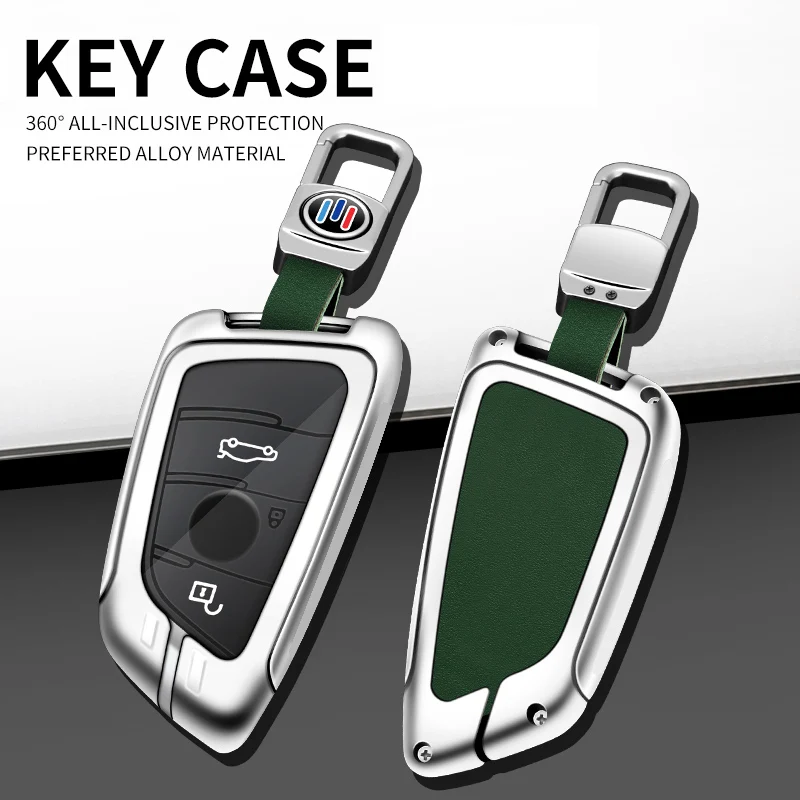 Zinc Alloy Leather Car Remote Control Key Case Cover For BMW X1 X3 X5 X6 X7 1 3 5 6 7 Series G20 G30 G11 F15 F16 G01 G02 F48