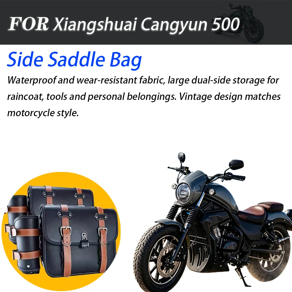 Motorcycle Vintage Side Saddle Bag Waterproof Soft Storage Bag For Xiangshuai Cangyun 500 Motorbike Side Luggage Modification Ac