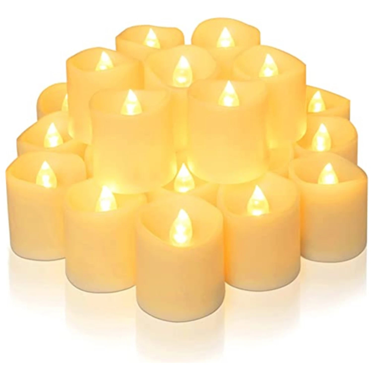 24pcs Warm White Flameless LED Tea Lights for Halloween & Christmas - Create a Realistic Flickering Light Effect to Add Cozy Cha