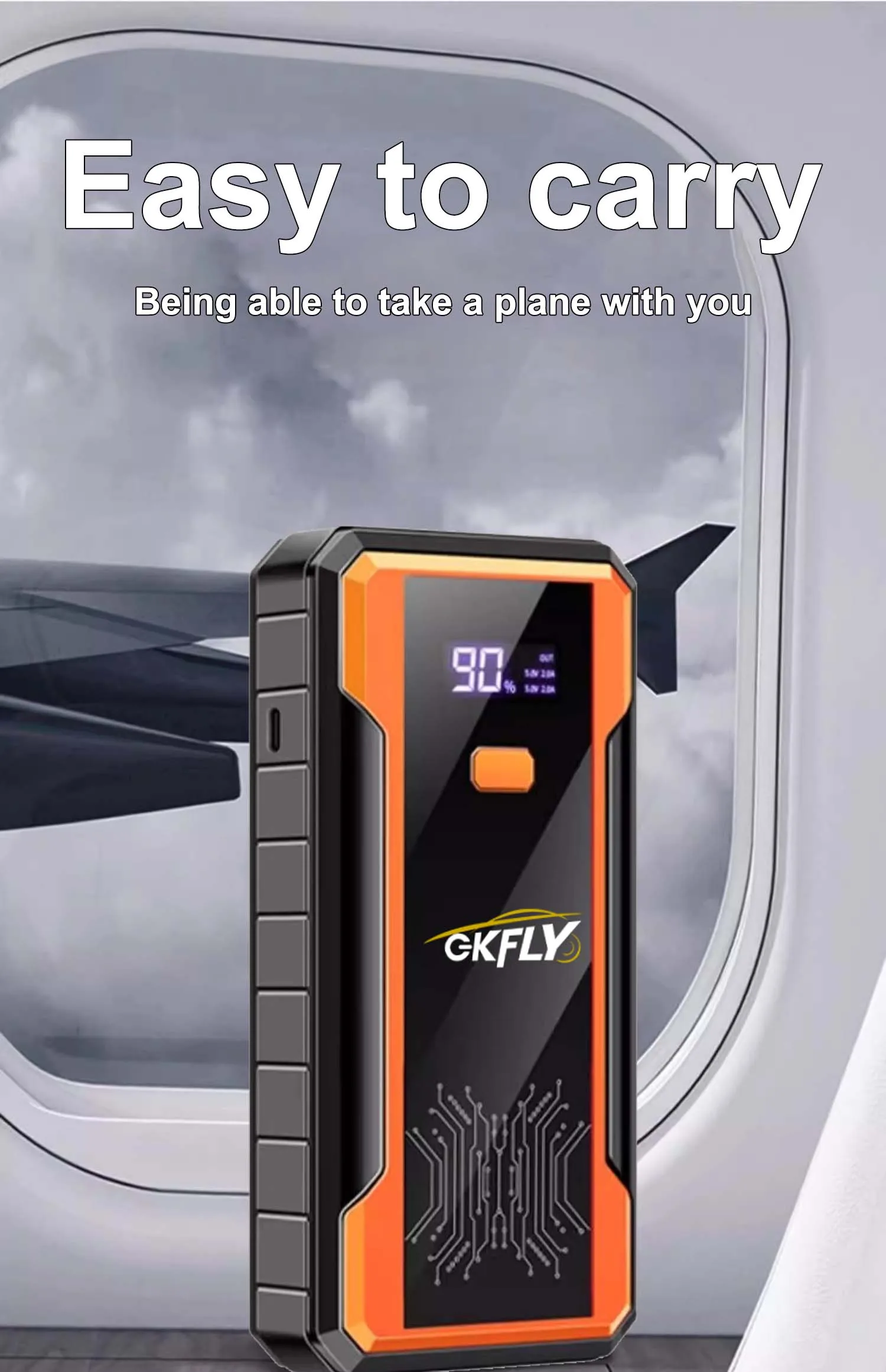 GKFLY 4000A Starthilfe-Powerbank, Auto-Starthilfe, Externer Akku, 12V Startgerät für Benzin- und Dieselmotoren – Detail 7