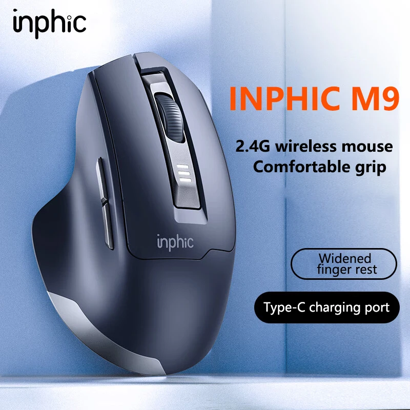 INPHIC M9 2.4G Wireless Mouse Rechargeable Silent Office Mouse Battery Level Display For Desktop Computer Laptop