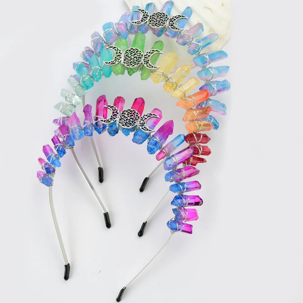 القمر كريستال تاج تيارا تاج الزفاف السماوية السحرية خوذة الهلال القمر تاج البوهيمي تاج 1 قطعة #2