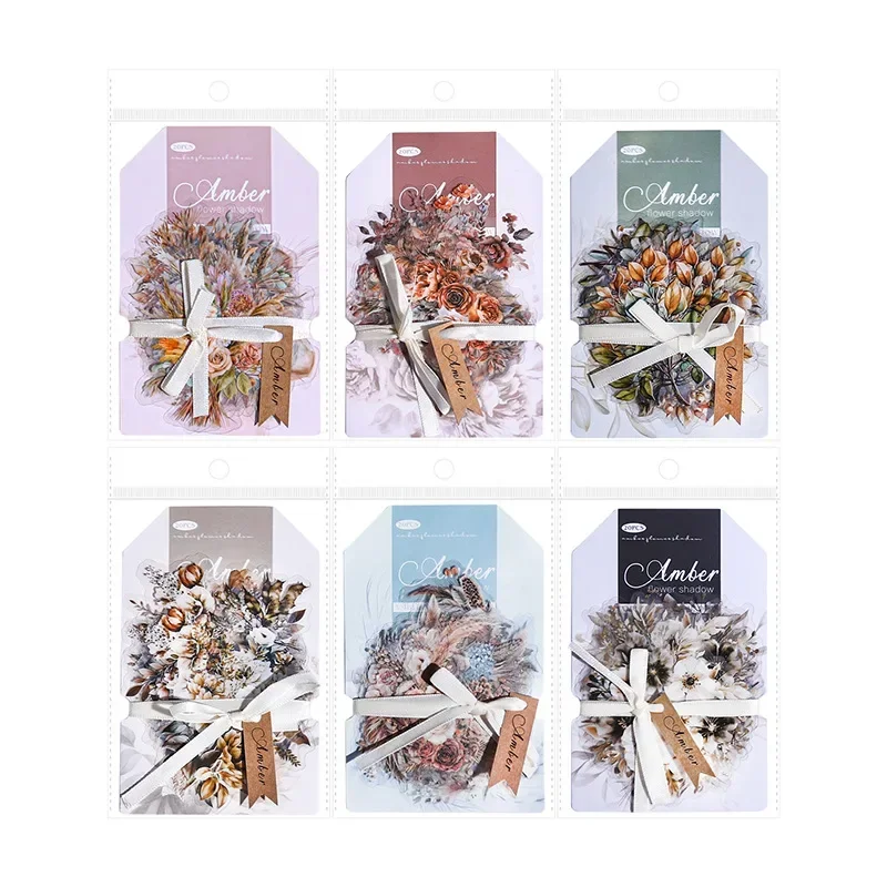 20 pz Ombra Elegante Foresta Manuale Materiale Decorativo Fiore di Acero Adesivo Ambra Sottodrenti Collage Scrapbook 163*95mm