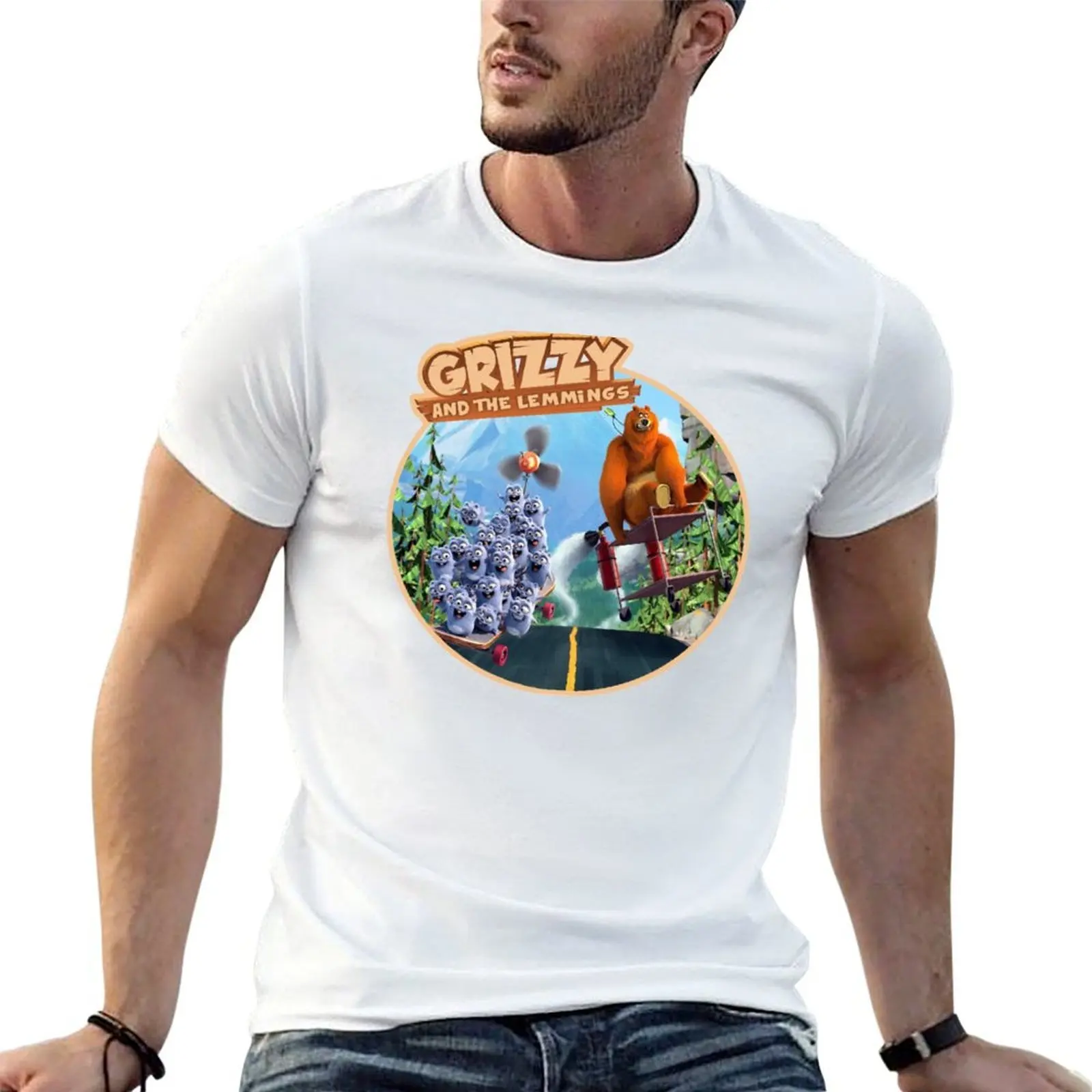 grizzy and the lemmings T-Shirt shirts graphic tee shirts graphic black t-shirts for men