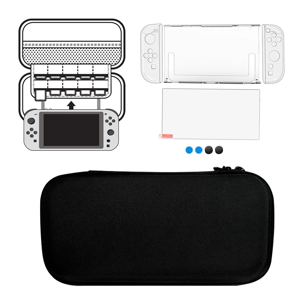 

For Nintendo for Switch 2 Model 9 In1 Bundle Kit Carrying Case Grips Caps with Protective Film Case Crystal Cover Game Accessory