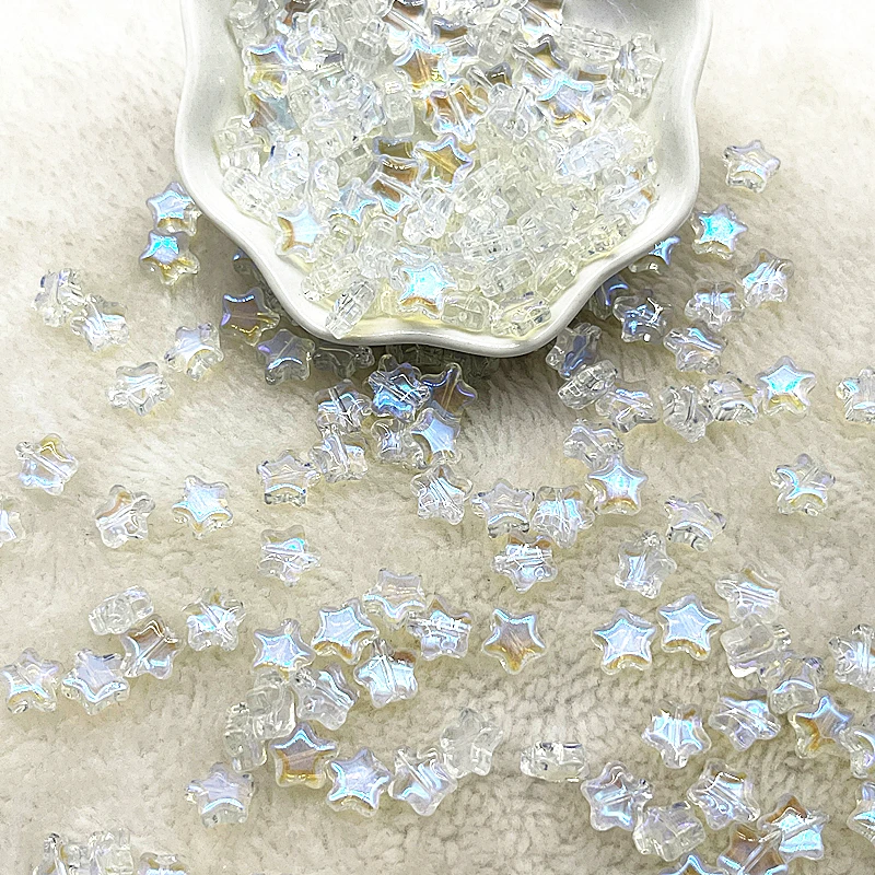 الخماسية نجمة ماتي الزجاج الخرز ، الملونة ، فاصل فضفاض ، صنع المجوهرات ، أساور اليدوية ، أقراط ، جديد ، 30 قطعة ، 8 مللي متر