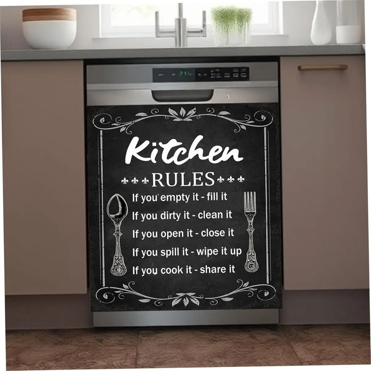 PHONE&GEAR Kitchen Dishwasher Washing Machine Magnetic Sticker, Kitchen Logo Decoration,Polyester Adhesive Fabric