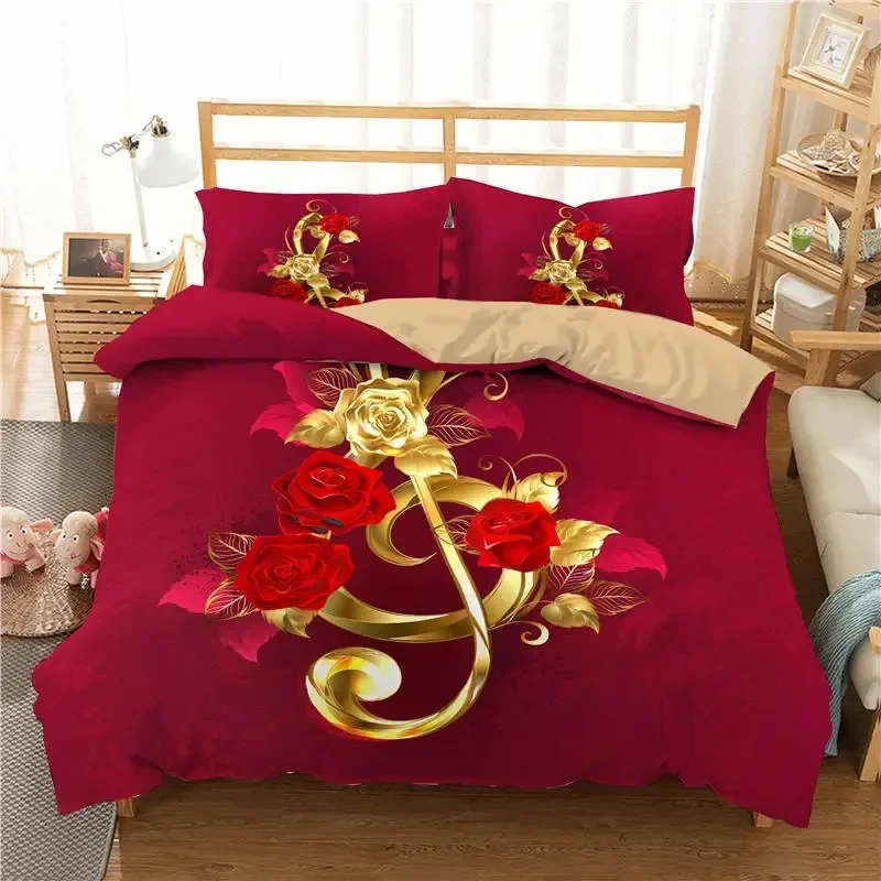 Music Note Comfortable Duvet Quilt Cover Pillowcase Bedding Set Children Bedroom Decoration Home Textile