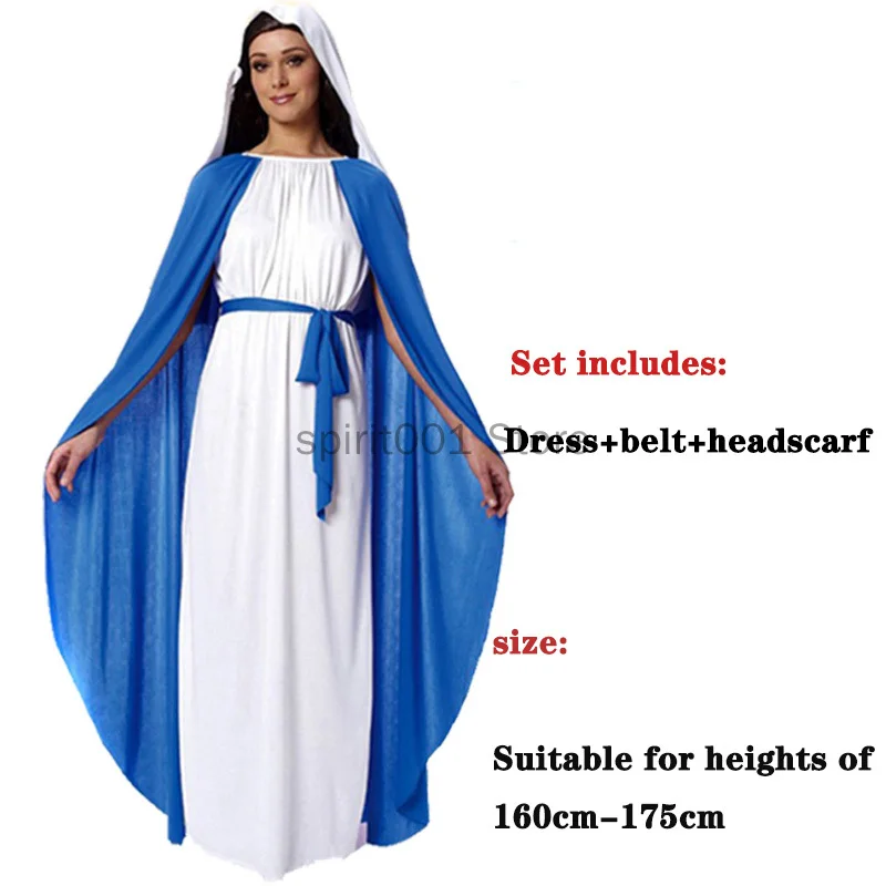 Halloween Erwachsene Kinder Christus Jesus Jungfrau Maria Cosplay Kostüm Für Männer Frauen Jesus Robe Umhang Uniform Set Purim Party Outfits