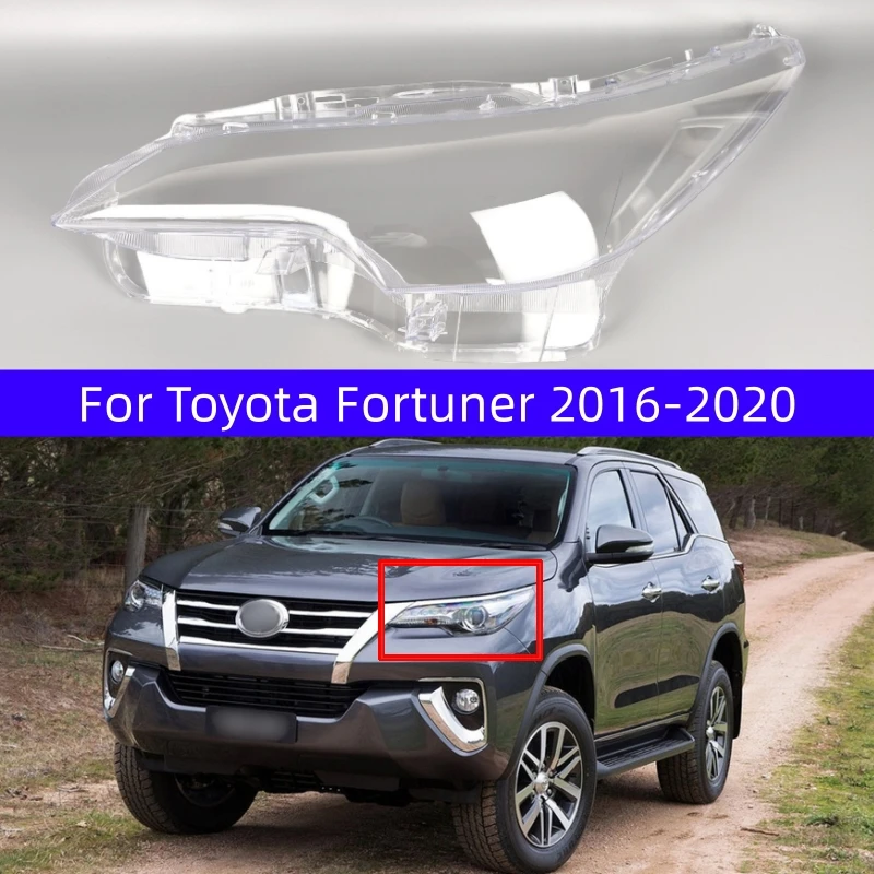 For Toyota Fortuner 2016 2017 2018 2019 2020 Car Left/Right  Side Headlight Clear Lens Lamp Shade Shell Cover