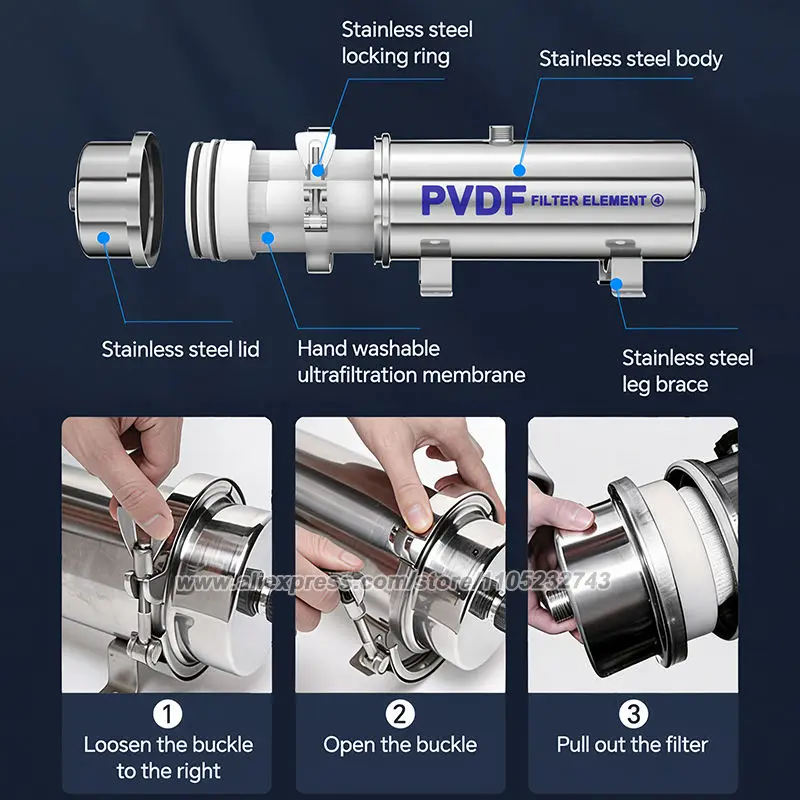 1500L-2500L Large Water Volume for Direct Drinking Stainless Steel Household House Kitchen Tap Water Filter