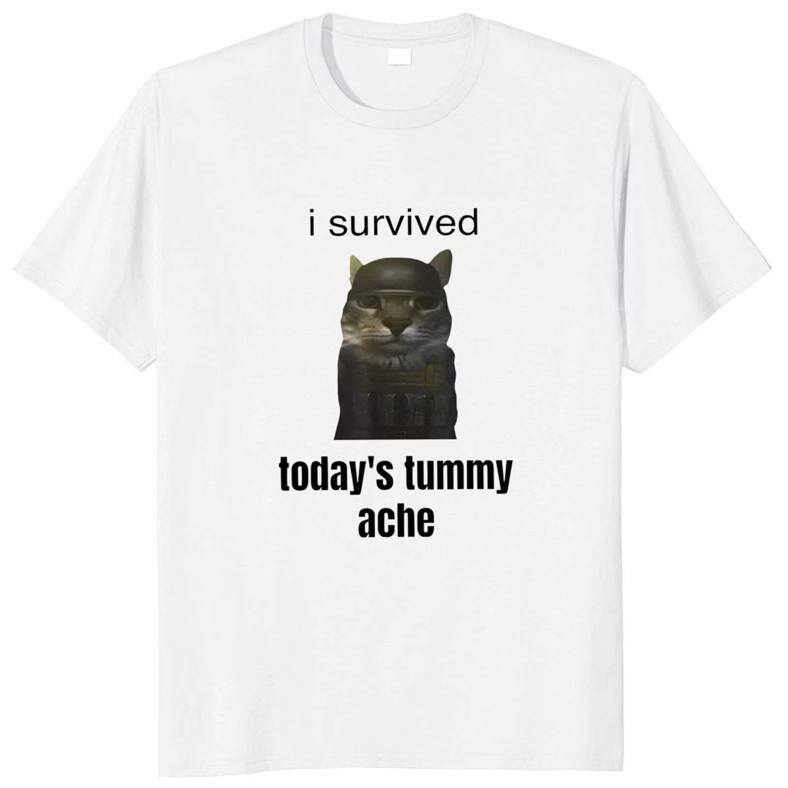 

I Survived Todays Tummy Ache Printed T-shirt Funny Jokes Meme Trend Y2k Tee Tops Casual Unisex Summer Fashion Short-sleev Tee