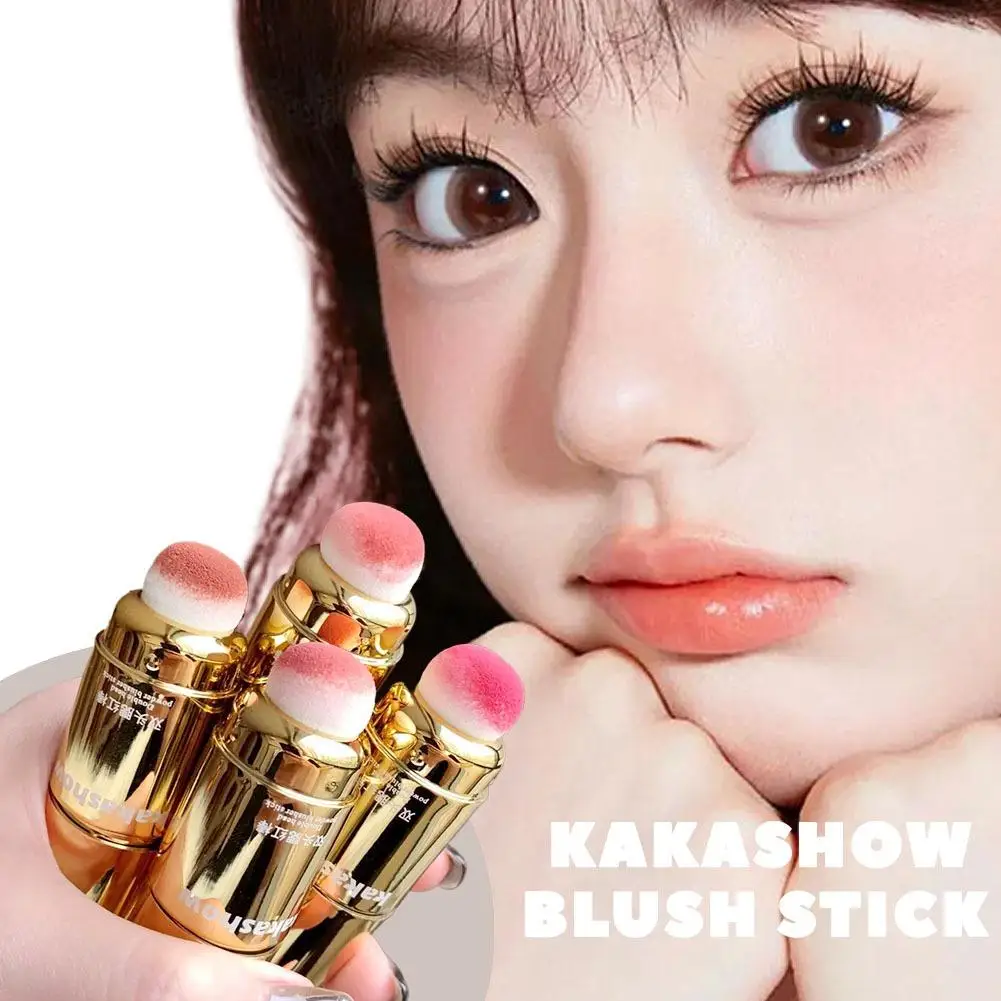 Blush Stick Double-ended Spons Blush Gezicht Verhelderende Lage Verzadigde Blusher Crème Perzik Roze Wang Tint Make-Up Cosmetica