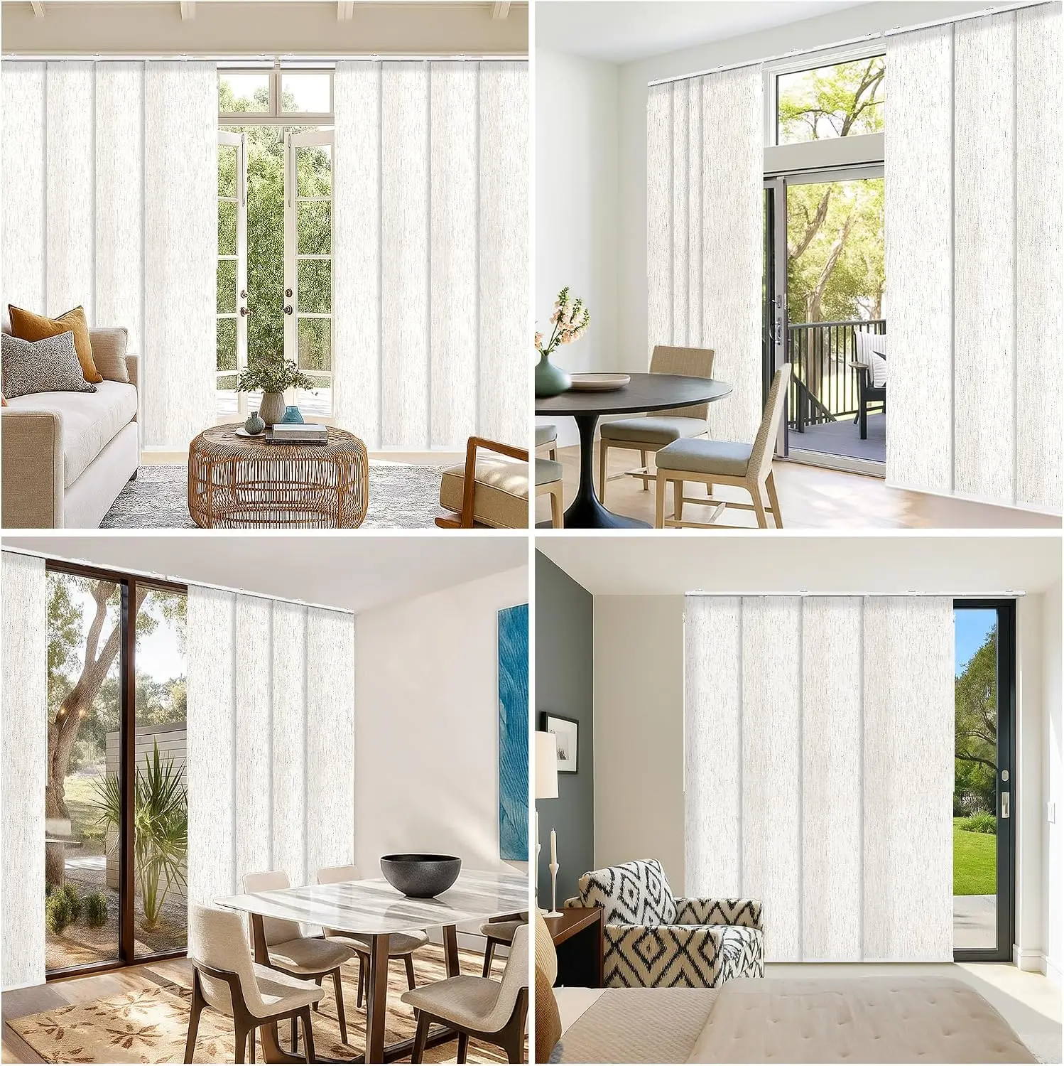 Panel Track Blinds for Sliding Doors, Light Filtering Linen | Extendable Track from 45 3/4