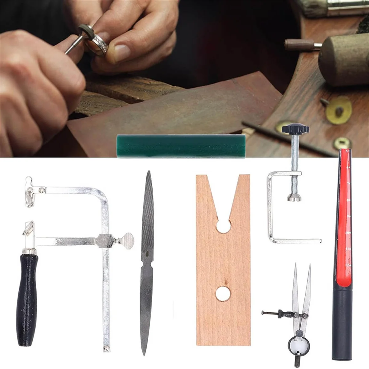 A06K Sieraden Wax Ring Maken Casting Tool Kit, Ring Wax Carving Tools Wax Ring Sizer Wax Tube File Sieraden Ring Saw Frame