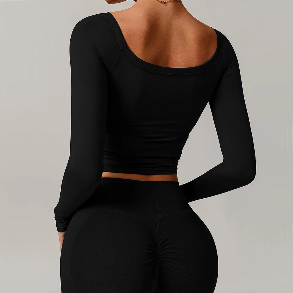 Sports Long sleeved Women Gym Fitness Yoga Shirt Outdoor Running Wear T-shirt Long sleeved Push Up Workout Single Piece Top