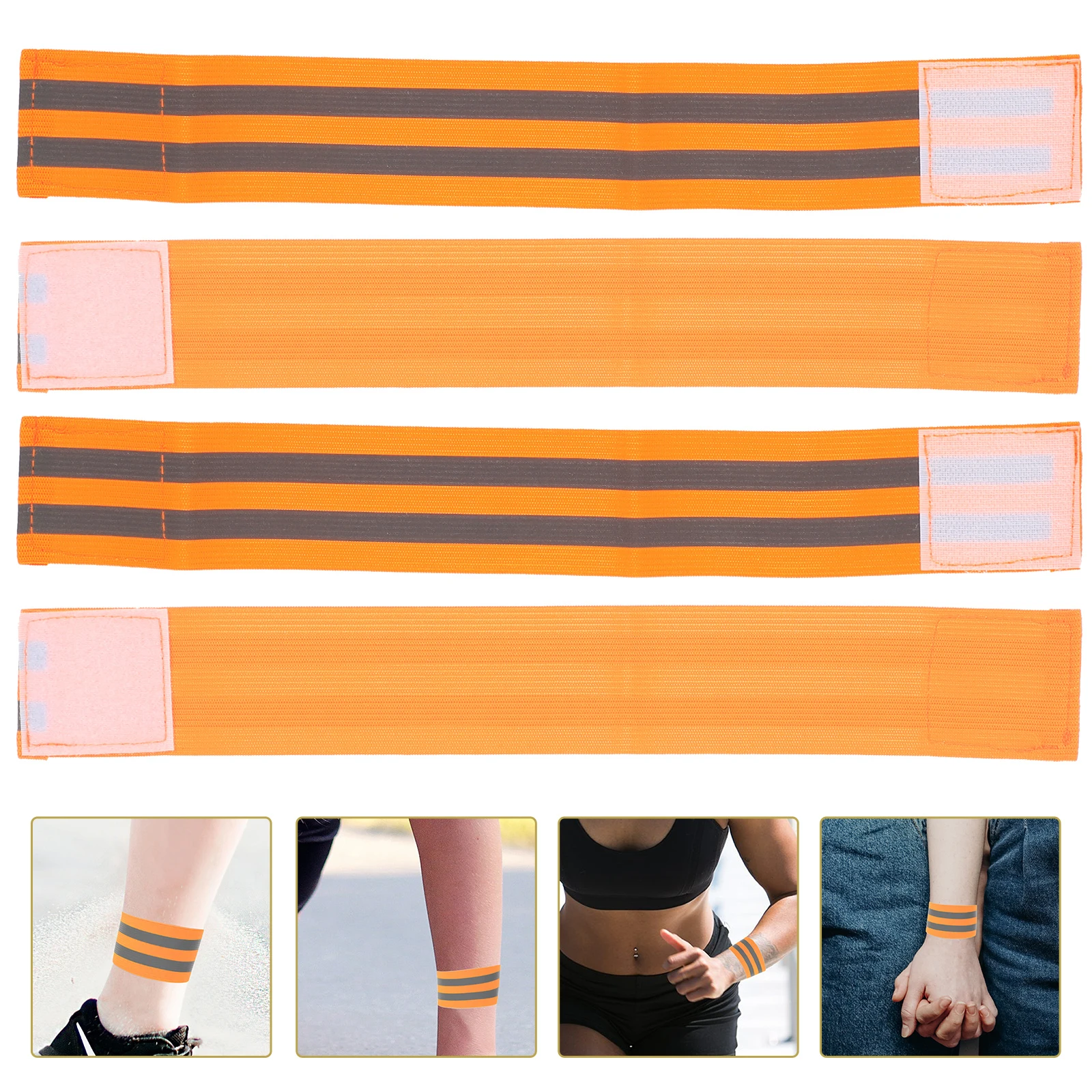 

4pcs Reflective Wristbands Elastic Webbing Safety Armbands Fitness Straps High Visibility Night Running Cycling Walking Outdoor
