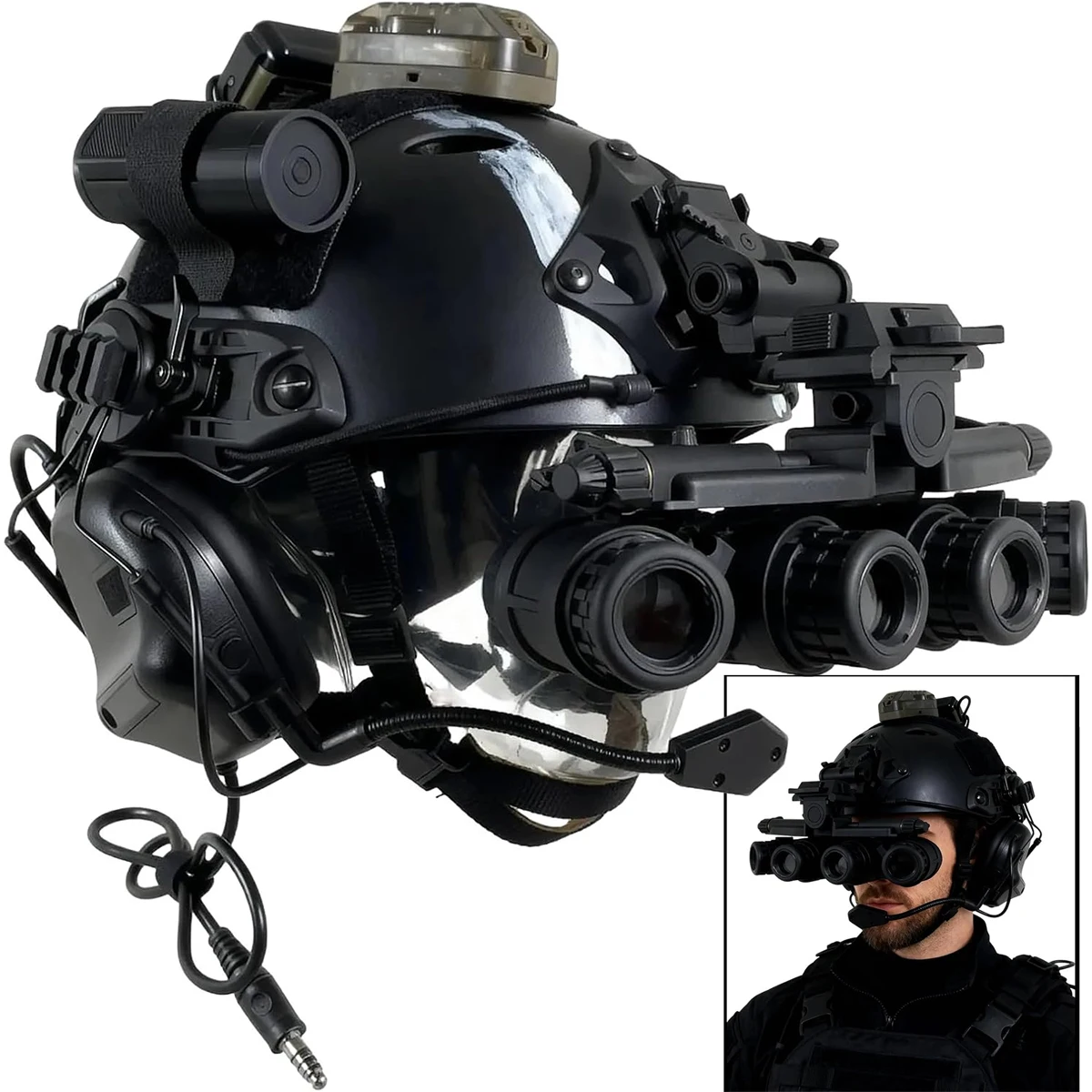 

Fast Airsoft Helmet Set COD Ghost Nightwar Cosplay Props with Camera Tactical Headset Signal Light L4G24 Non-functional NVG