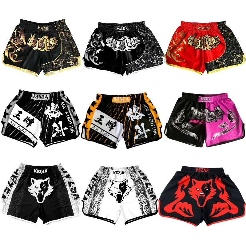 Boxing Shorts Men Muay Thai Shorts BJJ Grappling Kick Boxing Pants Training Cheap Women Printing MMA Kids Fight Boxe Trunks