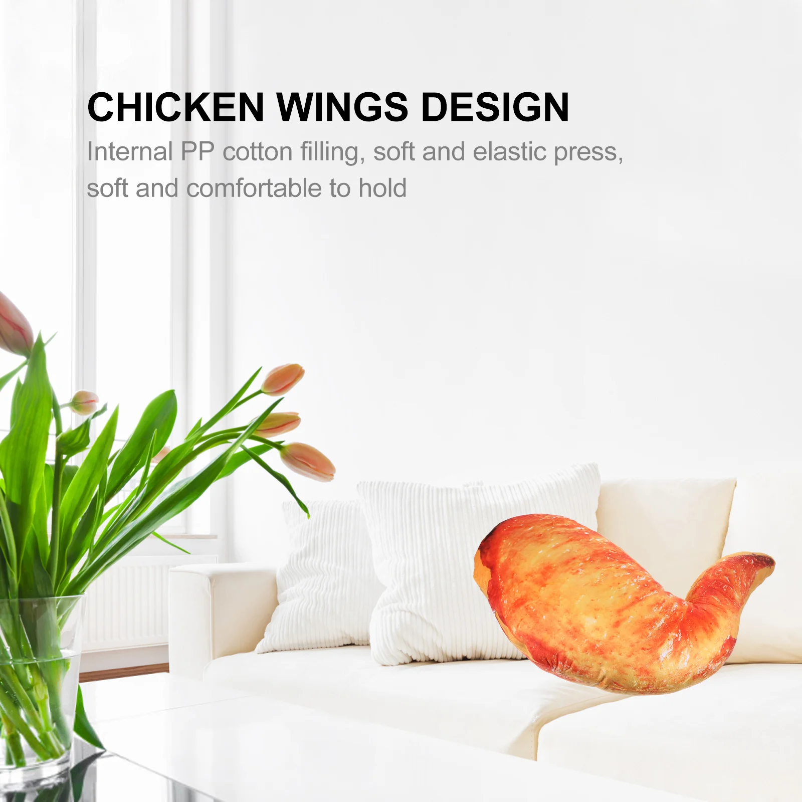 

Chicken Wing Wing Pillow Stuffed Cushion For Home Car Office Sofa Food Simulation Throw Pillow Novelty Gift