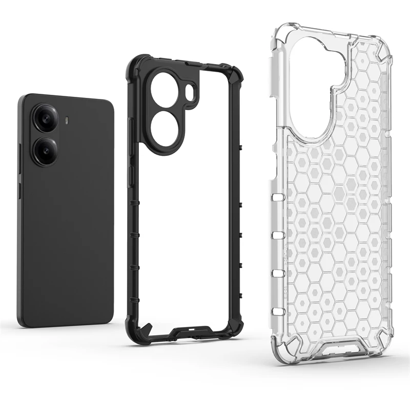 Transparent Phone Case For Xiaomi Poco X7 Pro Anti-knock Honeycomb Armor Back Case For Poco X7 Pro 5G Cover For Poco X7 Pro Case