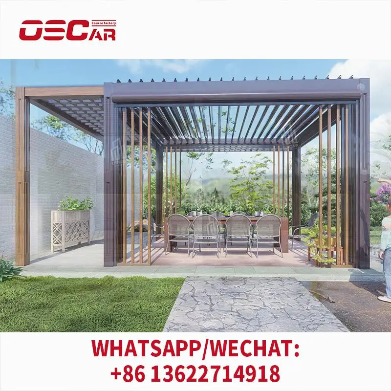 

Free Standing Waterproof Motorized Ultraviolet proof Custom Aluminium Louver Pavilion Gazebo Bioclimatic Pergola for Backyard Pa