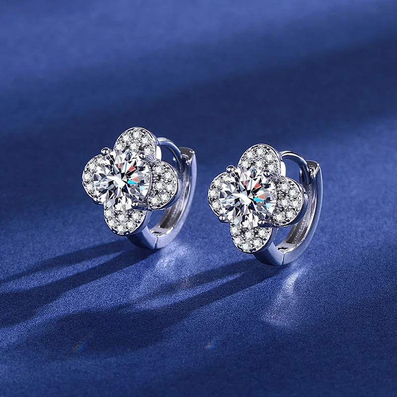 Moissanite Earrings Full Diamond Ear Climbers  Platinum Jewelry Wholesale Lucky Luxury Gift for Women earrings for Women