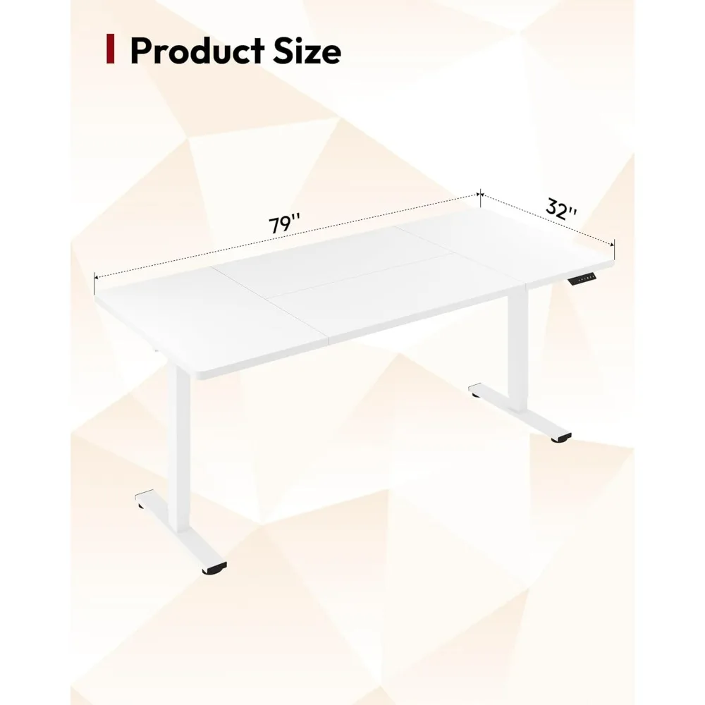 مكتب قائم كهربائي 79 × 32 بوصة ارتفاع قابل للتعديل مع 6 أزرار تحكم مكتب كمبيوتر مريح مع لصق الخنزير