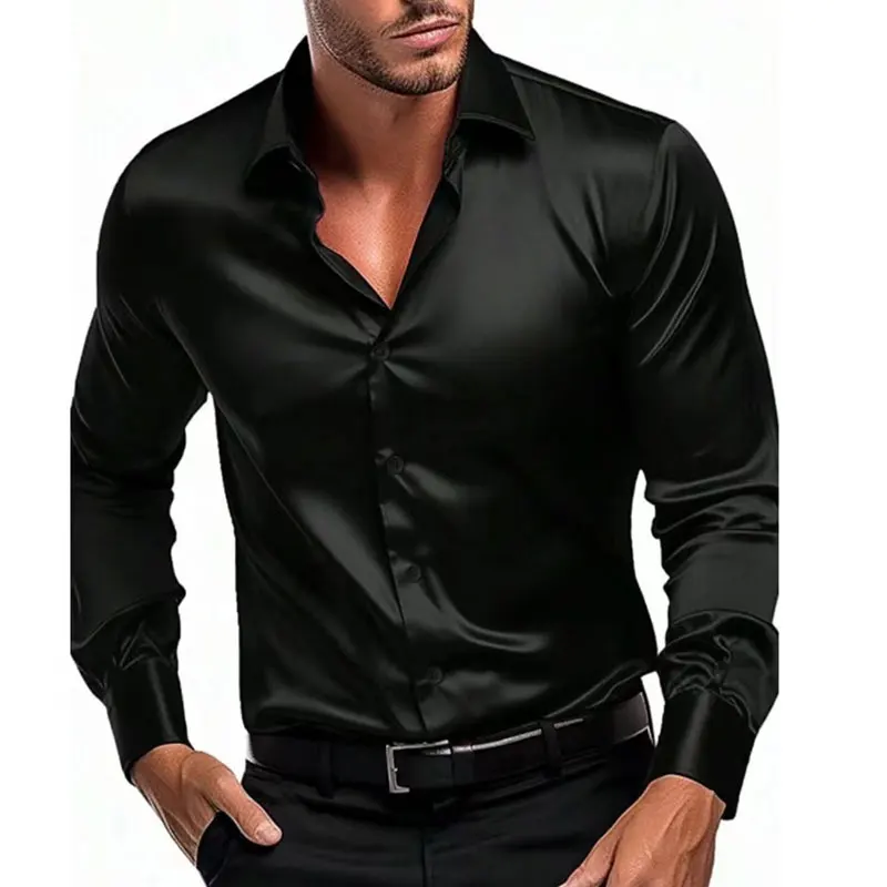 6XL men\'s shirt formal Long sleeve Spring and Autumn ice silk business casual high quality free wear breathable slim plus size