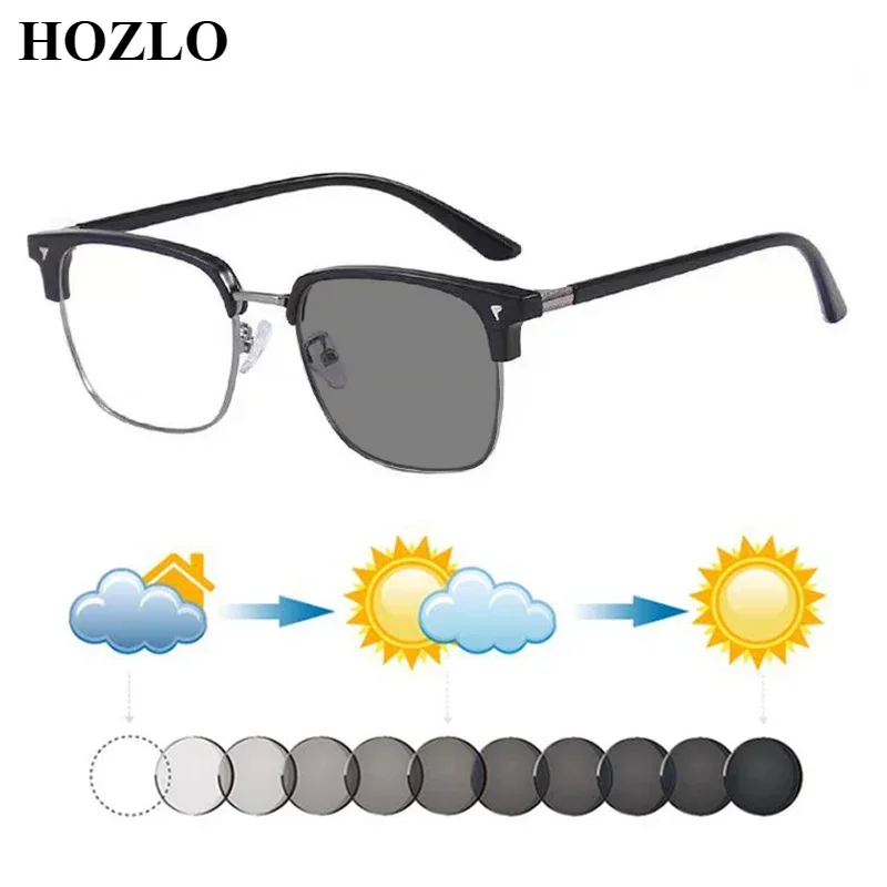 

Retro Men Business Rivets Photochromic Reading Sunglasses Women Semirim Presbyopia Hyperopia Spectacles Custom Prescription Lens