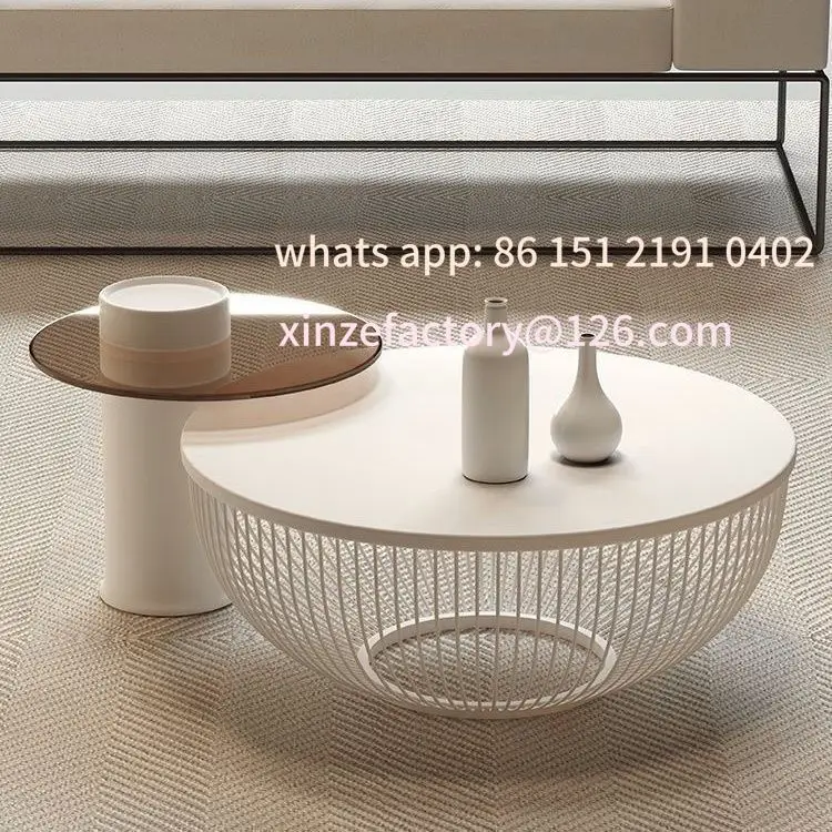 Customizable winter creative coffee table living room household cream round combination simple light