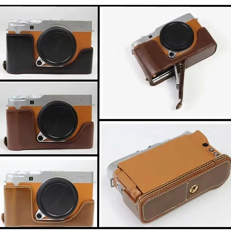 Funda de cuero PU para cámara de medio cuerpo para Fujifilm X-A7 XA7 XA5 XA10 XA20 carcasa protectora inferior