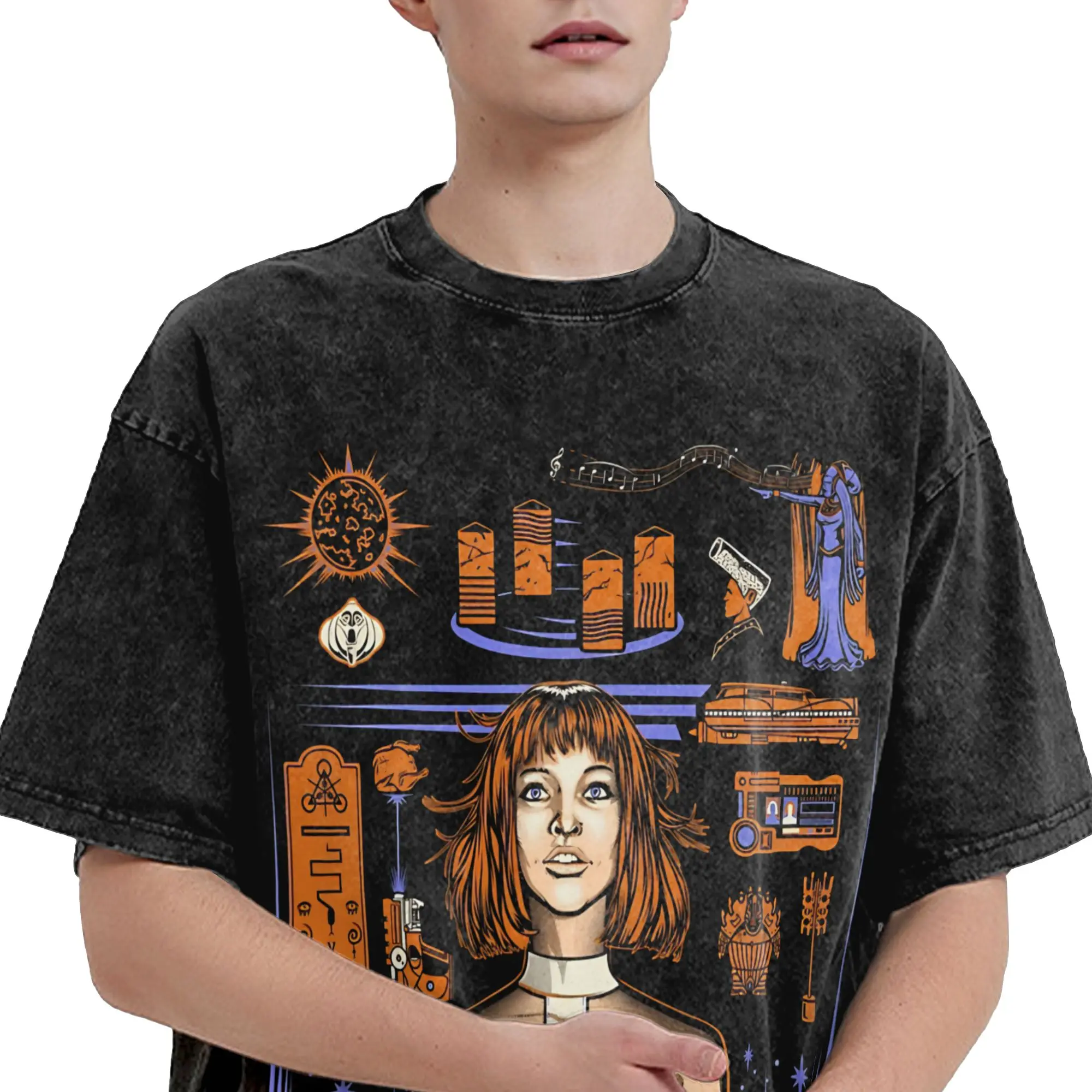 The Fifth Element T Shirt Hip Hop Washed 100% Cotton Oversize T-Shirts  Vintage for Men Women Streetwear Summer Tops Tees