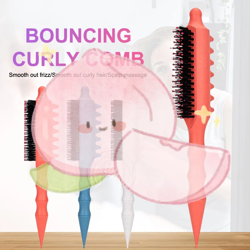 

Volumizing Brush Boar Bristle Teeth Curling Roller Comb For Fluffy Hair Roots Styling Straightening Hair Tools For Women Men