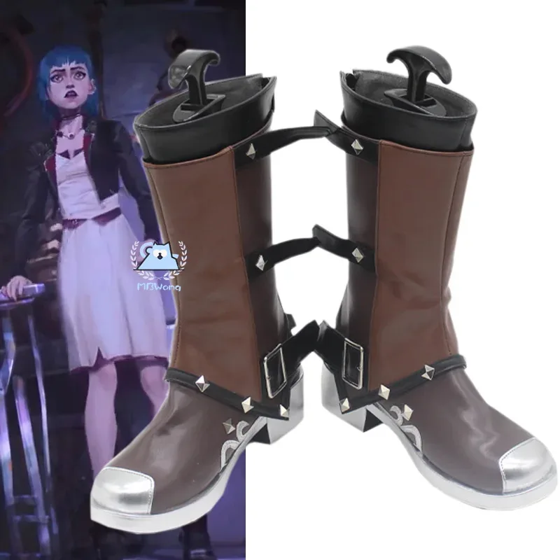 

Game LoL Jinx Cosplay Shoes Boots Arcane Season2 Powder Party CosShoes Boots Pu Leather Boots Women Men Halloween Party