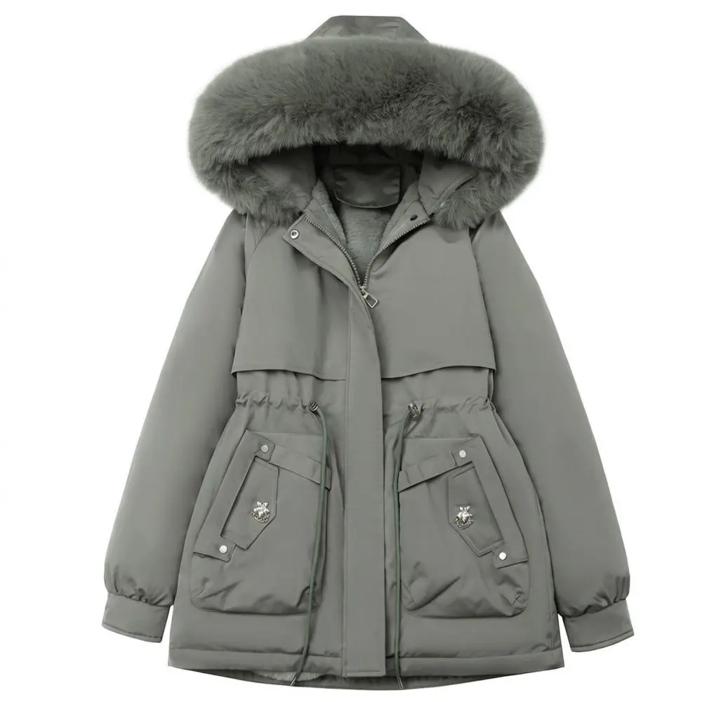 Fashion Winter Parka Womens Short Coat Hooded Cotton Padded Jacket Loose Fit Thick Warm Casual Faux Fur Collar Winter Wear