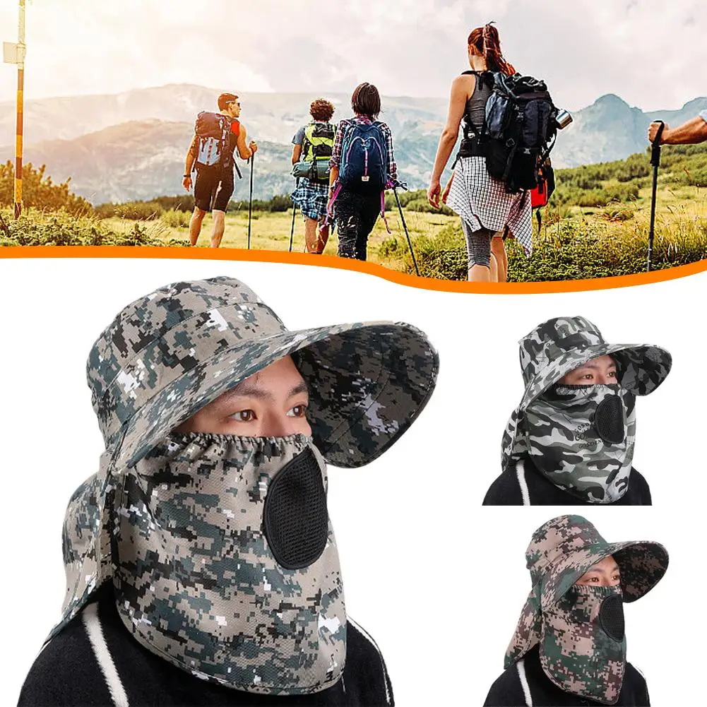 Sommer Männer Outdoor Sonnenschutz und Anti-Spritz-Frauen Sonnenschutz Anti-Ultraviolett Fischer Hüte Schal Outdoor-Kappe Unisex