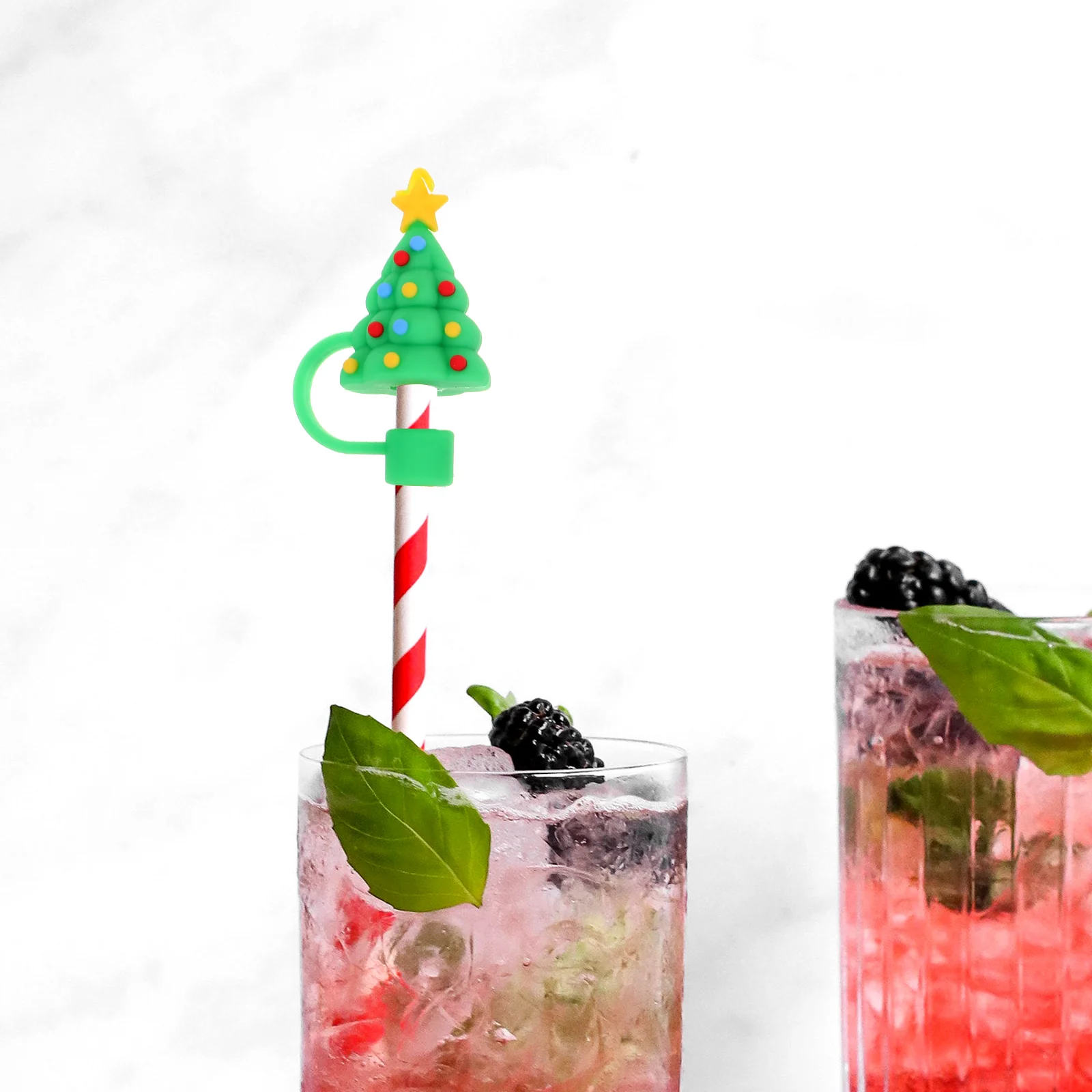 

4 шт., соломенные колпачки, рождественские мультяшные многоразовые декоративные соломенные насадки, защита для уличной вечеринки, рождественские украшения