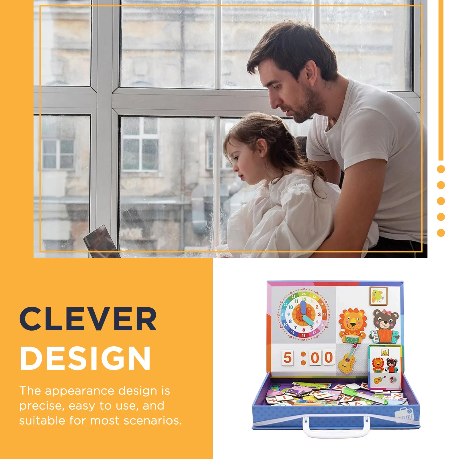 

Magnetic Puzzle Toy Set with Carry Case Boys Girls Gift for Kids Educational Animal Vehicle Theme Blocks Safe Rounded Corners