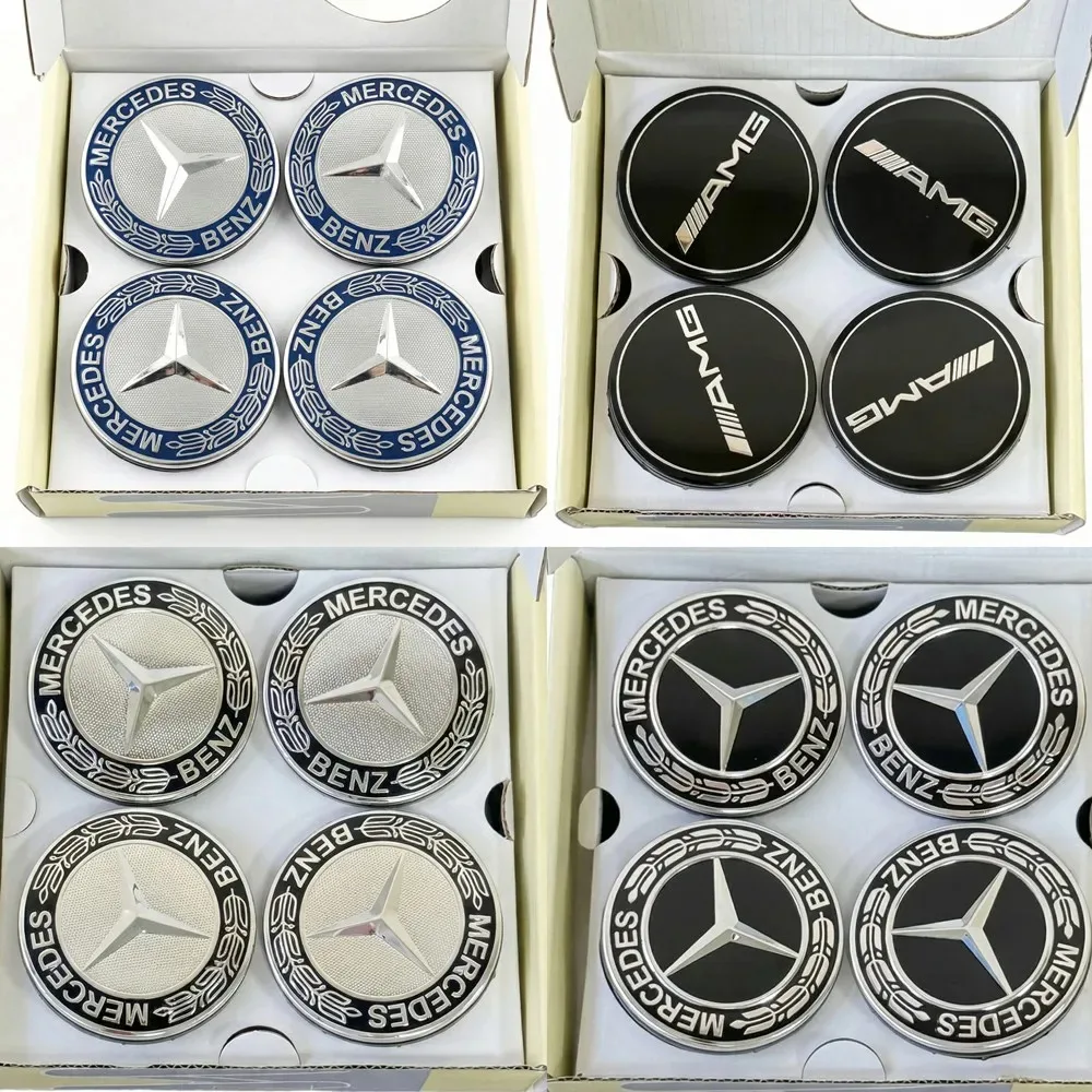 

4PCS 75mm Car Floating Wheel Center Hub Caps Cover for Mercedes Benz Amg B/C/E/S Class A Class C200L GLC GLK CLA Accessories.