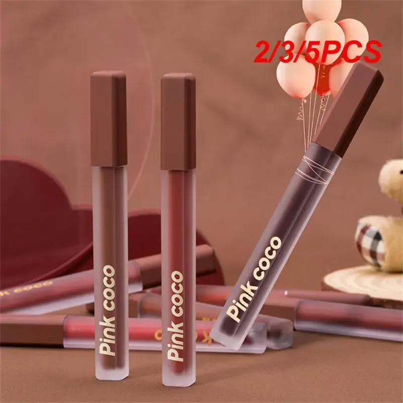 Heallor 2/3/5PCS Liquid Lipstick Moisturizing Silky Smooth Lip Glaze 6 Colors Cosmetics Red Lip Tint Mud Velvet Matte Lipstick