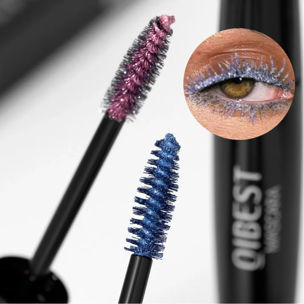 Color Mascara Eyelashes Lengthening Silk Fiber Natural Waterproof Curling Long Lasting Black Purple Silver Stage Eyes Makeup
