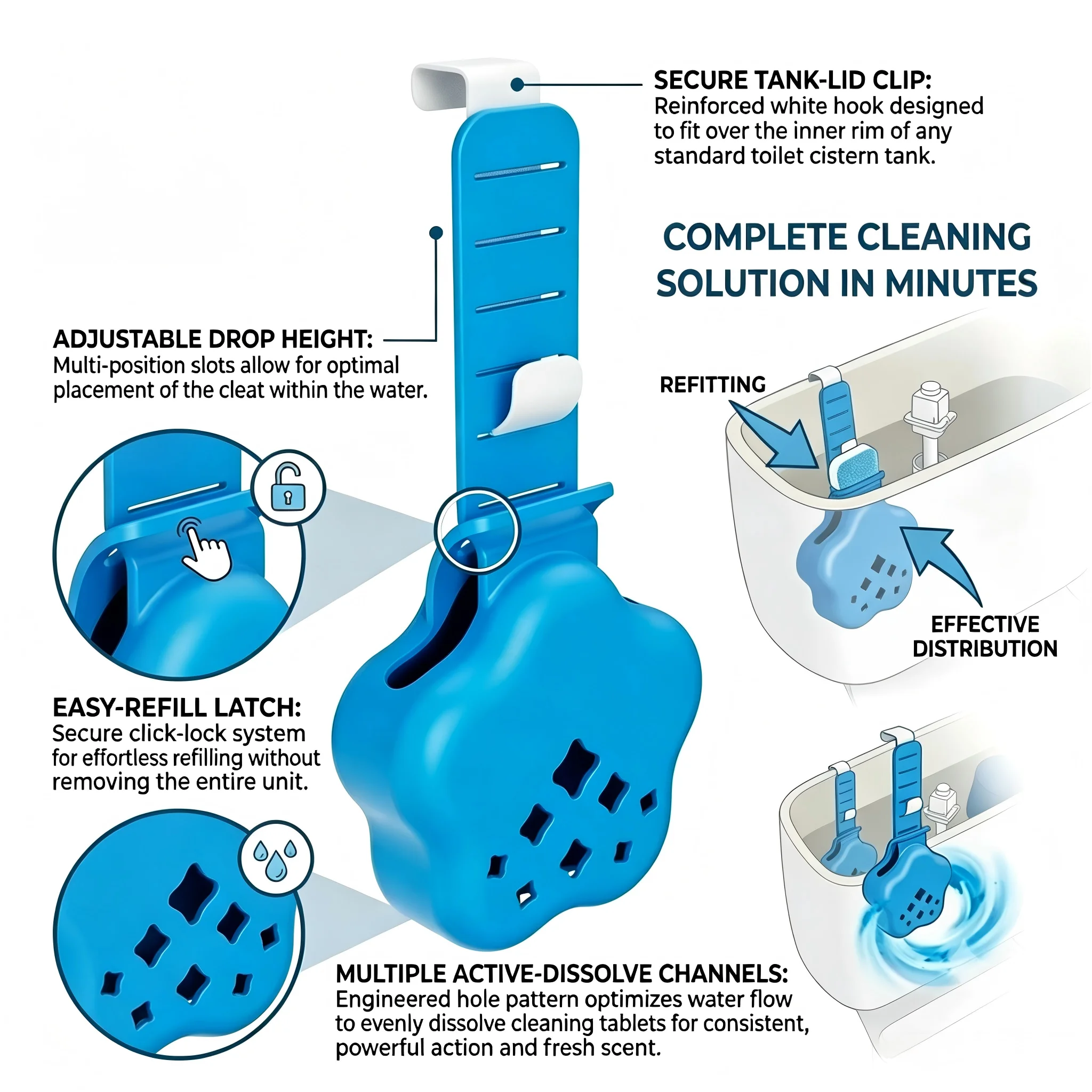 Silicone Star Toilet Cleaner Basket Adjustable Hanging Rack For Wall Hung Toilet Tank Bathroom Sanitary Tool view 2